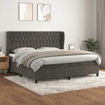 vidaXL Lit à sommier tapissier et matelas Gris foncé 200x200cm Velours
