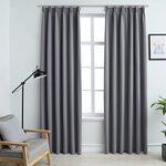 vidaXL Rideaux occultants avec crochets 2 Pièces Gris 140x225 cm