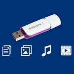 Philips clé usb 2.0 snow 64 go blanc et violet