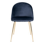 Chaise de salle à manger en velours bleu avec pieds en laiton
