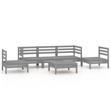 vidaXL Salon de jardin 6 Pièces Gris Bois de pin massif