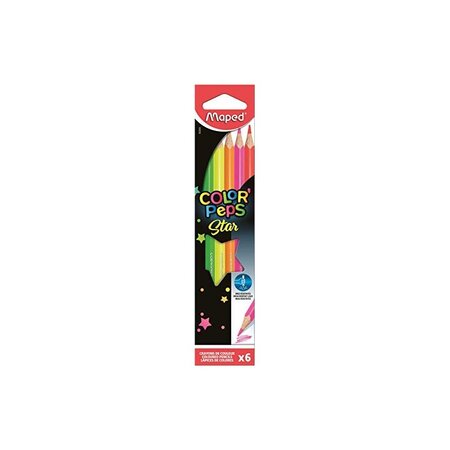 Maped crayons couleur COLOR'PEPS Fluo,étui en carton de 6