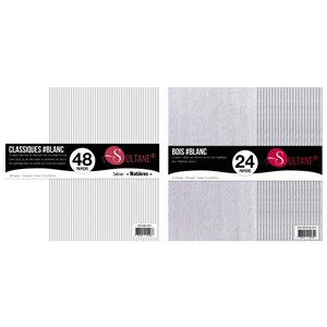 72 papiers Scrapbooking Blanc + texturé Bois Blanc