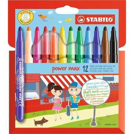 Stabilo pochette souple de 12 feutres de coloriage power max