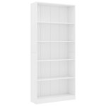 vidaXL Bibliothèque à 5 niveaux Blanc 80x24x175 cm Aggloméré