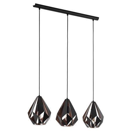 Eglo lampadaire carlton 1 3x25 w noir et cuivre 49991