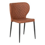 Chaise de salle à manger en cuir synthétique marron vintage avec pieds noirs