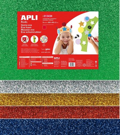Mousse EVA thermoformable 40x60 cm 5 pièces pailletées