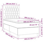 vidaXL Sommier tapissier matelas et LED Gris clair 100x200 cm Tissu