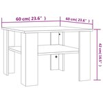 vidaXL Table basse Chêne sonoma 60 x 60 x 42 cm Aggloméré