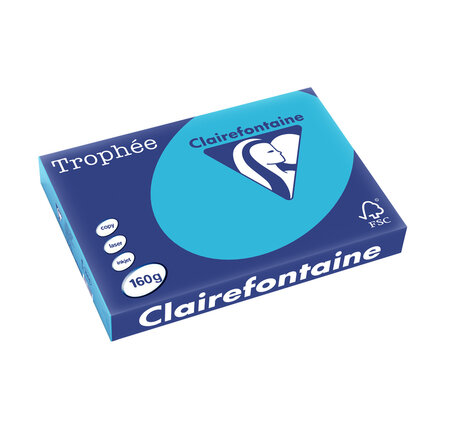 Ramette 250 Feuilles Papier 160g A3 420x297 mm Certifié FSC Bleu royal TROPHÉE
