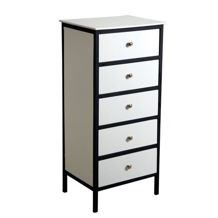 Commode tiroirs en bois et métal 5 tiroirs