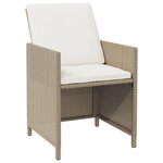 vidaXL Meubles à dîner de jardin 5 Pièces et coussins Poly rotin Beige