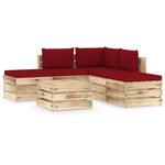 vidaXL Salon de jardin 6 Pièces avec coussins Bois imprégné de vert