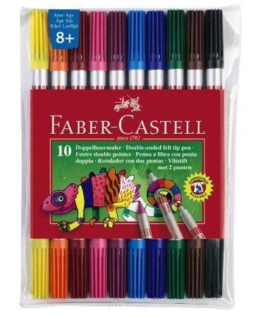 étui de 10 Stylos feutres double pointes FABER-CASTELL