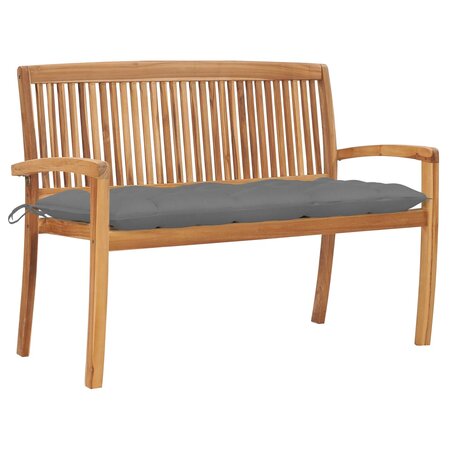 vidaXL Banc de jardin empilable et coussin 128 5cm Bois de teck massif