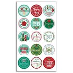 15 stickers ronds pour emballages cadeaux - Joyeux Noël