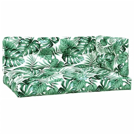vidaXL Coussins de palette 3 Pièces motif de feuilles tissu
