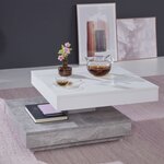 Trendteam Table basse Universal CT-119 Gris béton et blanc