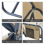 Balancelle de jardin convertible 3 places grand confort : matelas assise dossier  moustiquaire intégrale zippée avec toit   pochette rangement métal époxy polyester beige
