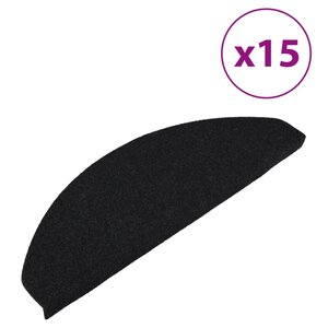 vidaXL Tapis d'escalier autocollants 15 Pièces 65x22 5x3 5 cm Noir