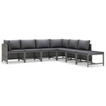 vidaXL Salon de jardin 7 Pièces avec coussins Résine tressée Gris