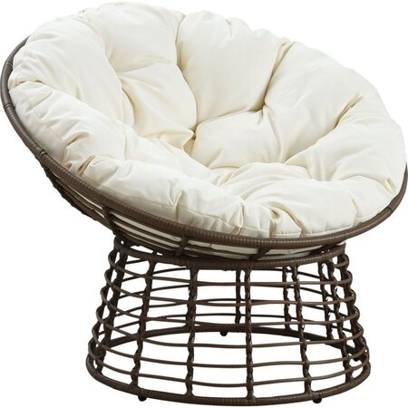 Fauteuil papasan en polyrésine et acier ecru & chocolat