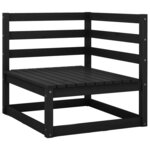 vidaXL Canapé d'angle de jardin Noir Bois de pin massif