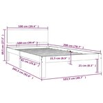vidaXL Cadre de lit Gris Bois de pin massif 100x200 cm