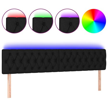 vidaXL Tête de lit à LED Noir 180x7x78/88 cm Tissu