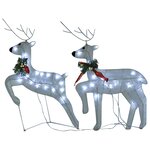 vidaXL Décoration de Noël Renne et traîneau 140 LED extérieur blanc