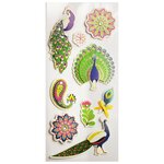 Autocollants en relief à paillettes - Paon et motifs