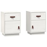 vidaXL Tables de chevet 2 Pièces Blanc 40x34x55 cm Bois de pin massif