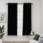 vidaXL Rideaux occultants Aspect lin avec œillets 2 Pièces Noir 140x175cm