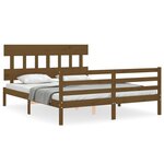 vidaXL Cadre de lit avec tête de lit marron miel 160x200cm bois massif