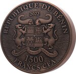 BALD EAGLE Cuivre 1 Kg Kilo Copper monnaie 1500 Francs Benin 2022