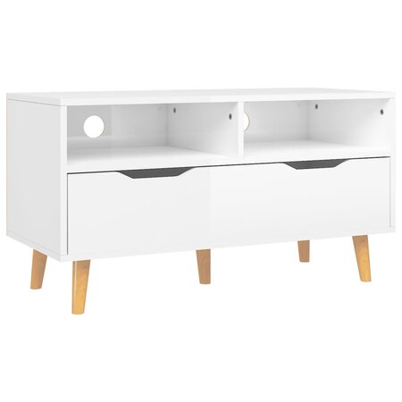 vidaXL Meuble TV Blanc brillant 90x40x48 5 cm Aggloméré