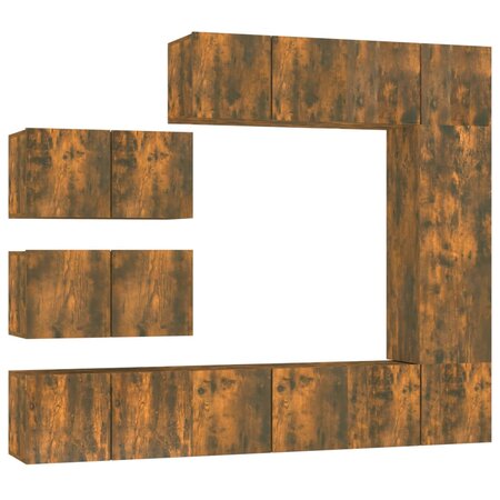 vidaXL Ensemble de meubles TV 8 Pièces Chêne fumé Bois d'ingénierie