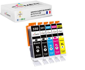 5 cartouche d'encre compatibles avec canon 550 551 b1b1c1m1y1