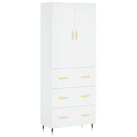 vidaXL Buffet haut Blanc 69 5x34x180 cm Bois d'ingénierie