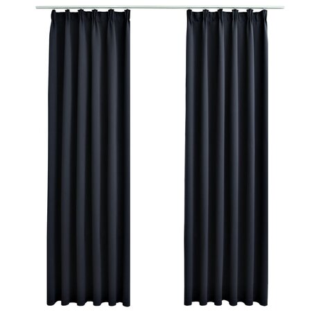 vidaXL Rideaux occultants avec crochets 2 Pièces Anthracite 140x225 cm