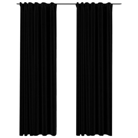 vidaXL Rideaux occultants aspect lin avec crochets 2Pièces Noir 140x225cm