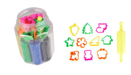 Kit Pâte à modeler pour enfant 8 coul. + 11 accessoires
