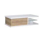 SCIAE Table basse rectangulaire - Décor chene clair et Laqué blanc - Classique - 1 tiroir - L 120 x P 60 x H 37 cm - KARMA