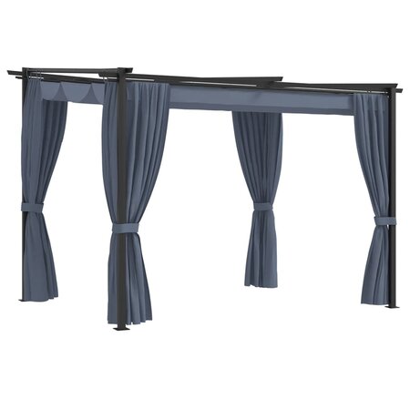 vidaXL Tonnelle avec rideaux 3x3 m Anthracite Acier