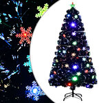 vidaXL Sapin de Noël et flocons de neige LED Noir 120 cm Fibre optique