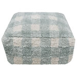 Pouf Vichy vert sauge 20 x 40 x 40 cm