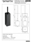 Goupillon de toilette mural carré NERO en laiton noir 40 x8 x8 cm