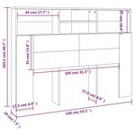 vidaXL Armoire de tête de lit Chêne fumé 140x19x103 5 cm