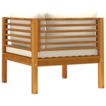 vidaXL Canapé d'angle sectionnel et coussin blanc crème Bois d'acacia